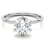 mingyugems 6 Claw Prong Round Petite Moissanite Solitaire Ring
