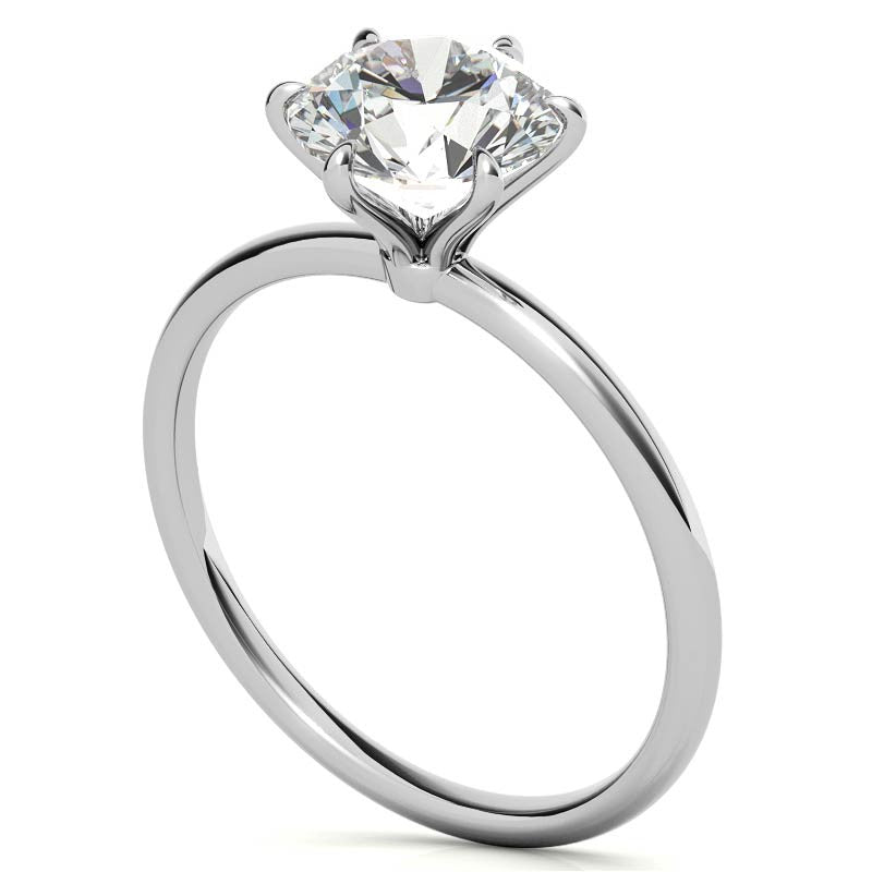 mingyugems 6 Claw Prong Round Petite Moissanite Solitaire Ring