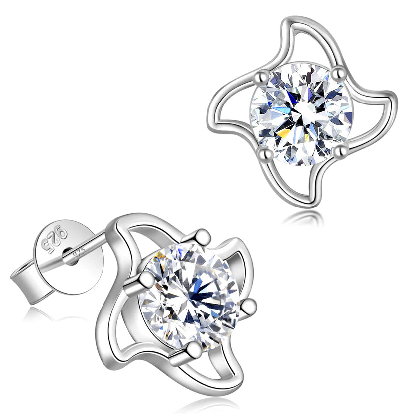 Moissanite Earrings 925 Sterling Silver Hypoallergenic D Color VVS1 Round Earring