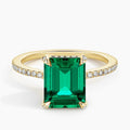 Lab Emerald and Diamond Cocktail Ring in 18K Yellow Gold