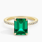 Lab Emerald and Diamond Cocktail Ring in 18K Yellow Gold