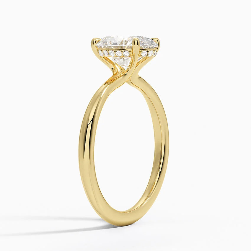 Hidden Halo Diamond Ring in 14K Yellow Gold