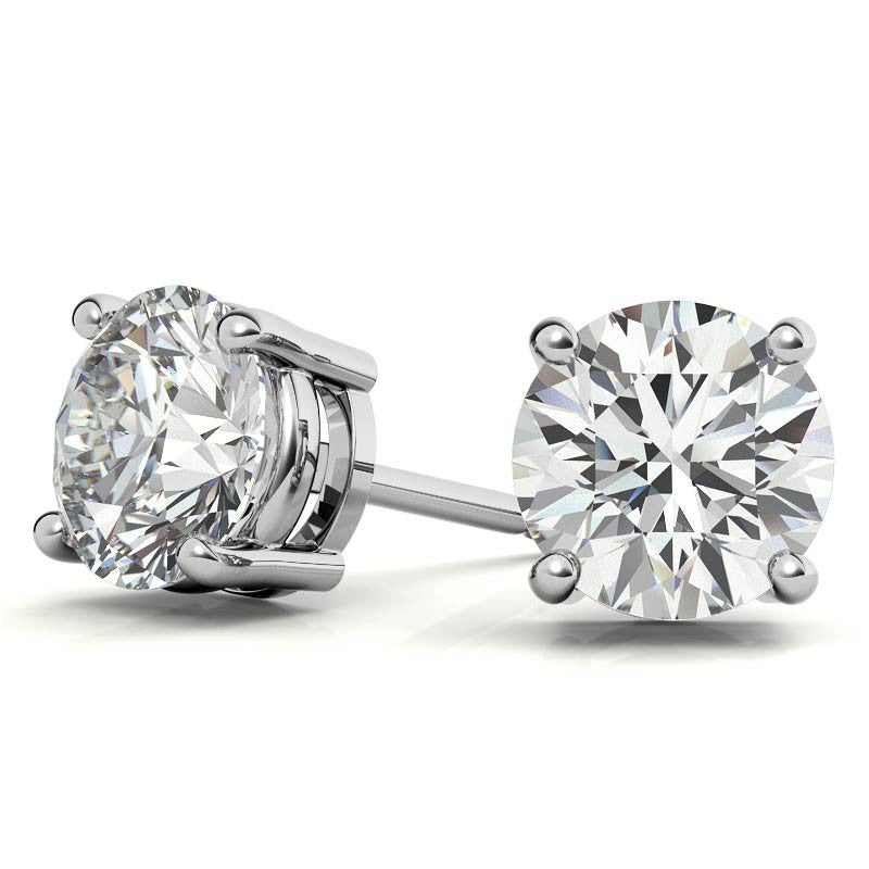 mingyugems 4 Prong S925 Silver Round Moissanite Basket Stud Earrings