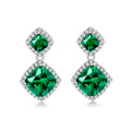 S925 Sterling Silver Stud Earrings, 3.0ct Square Emerald Cut