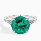 Lab Emerald and Diamond Cocktail Ring in 18K White Gold