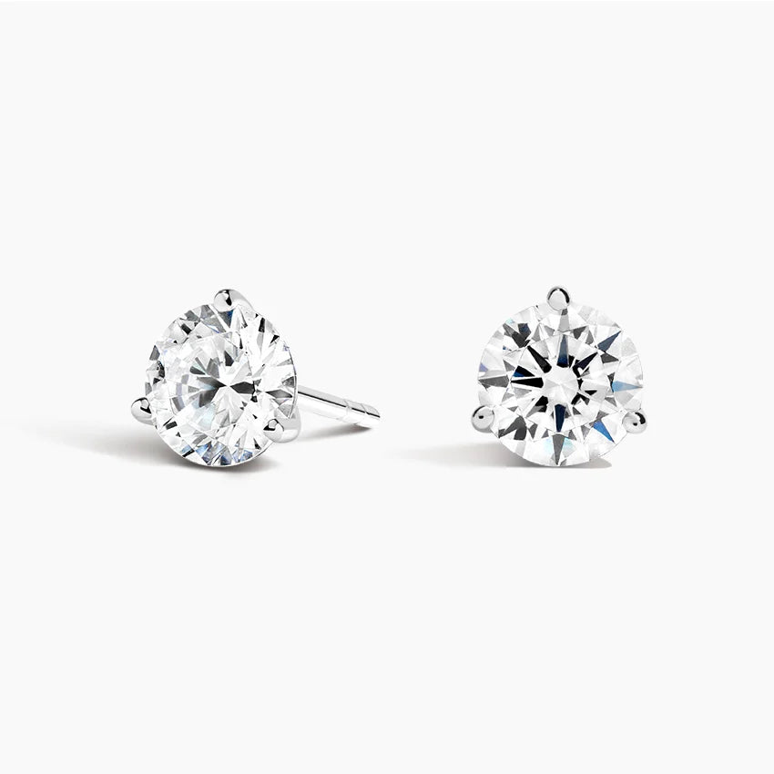 4CTW Round Martini Lab Diamond Stud Earrings in 18K White Gold