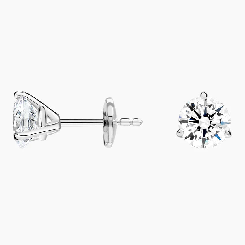 4CTW Round Martini Lab Diamond Stud Earrings in 18K White Gold