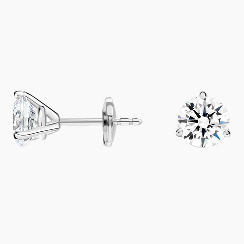 4CTW Round Martini Lab Diamond Stud Earrings in 18K White Gold