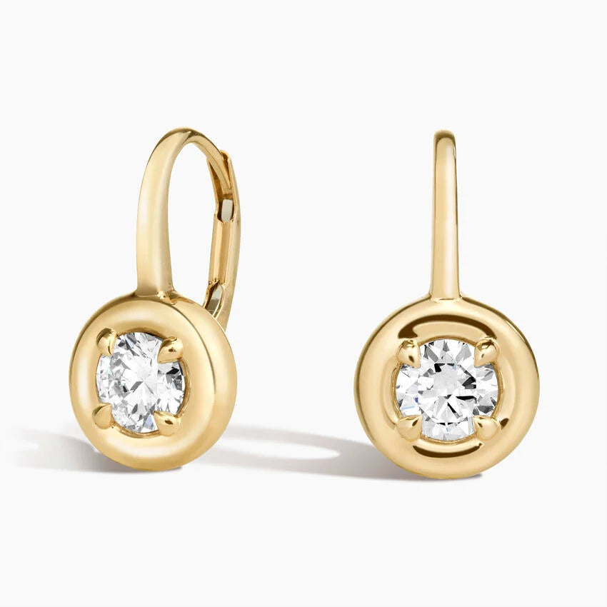 Round Cut Lab Diamond Drop Earrings (1 ct. tw.) in 14K Yellow Gold