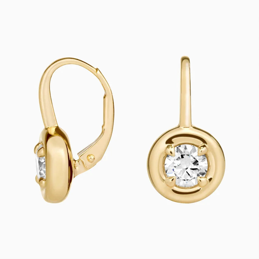 Round Cut Lab Diamond Drop Earrings (1 ct. tw.) in 14K Yellow Gold