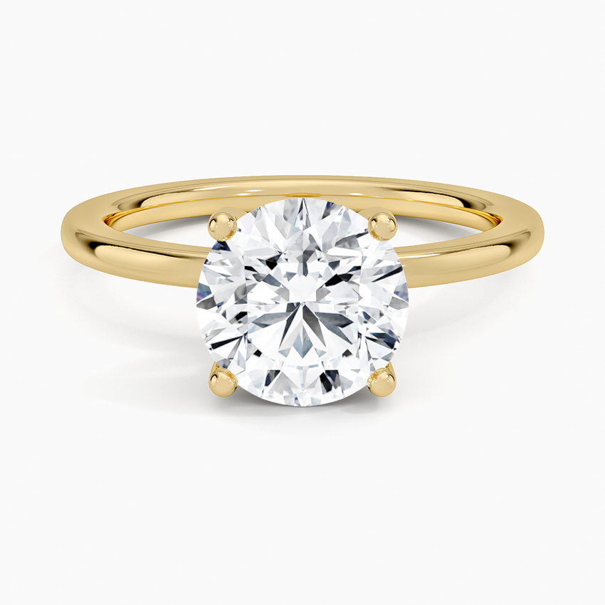Round 1ct D VS1 IGI Hidden Halo Diamond Ring in 18K Yellow Gold
