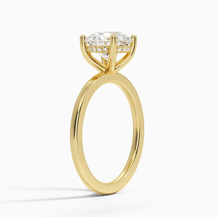 Round 1ct D VS1 IGI Hidden Halo Diamond Ring in 18K Yellow Gold