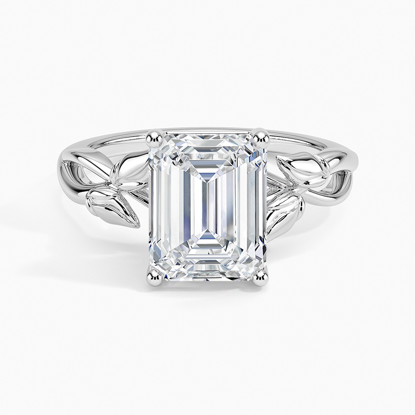 Budding Willow Solitaire Ring in 14K White Gold