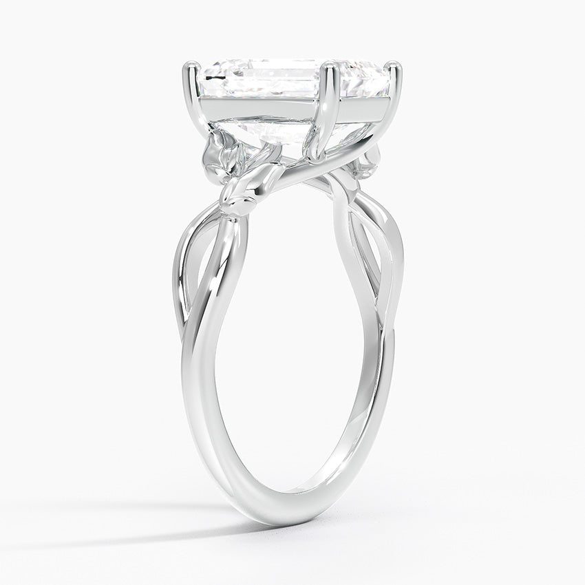 Budding Willow Solitaire Ring in 14K White Gold