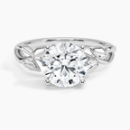 Budding Willow Round cut 2ct Solitaire Ring in 18K White Gold