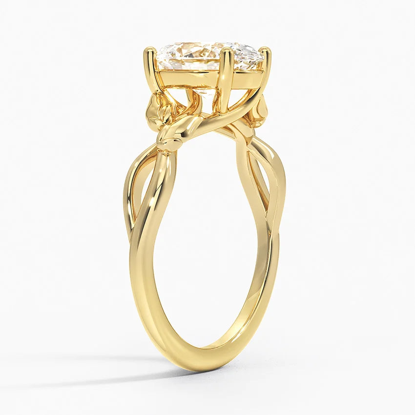 Budding Willow Oval 2ct Solitaire Ring in 18K Yellow Gold