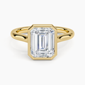 Emerald cut Bezel Ring in 18K Yellow Gold