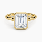 Emerald cut Bezel Ring in 18K Yellow Gold