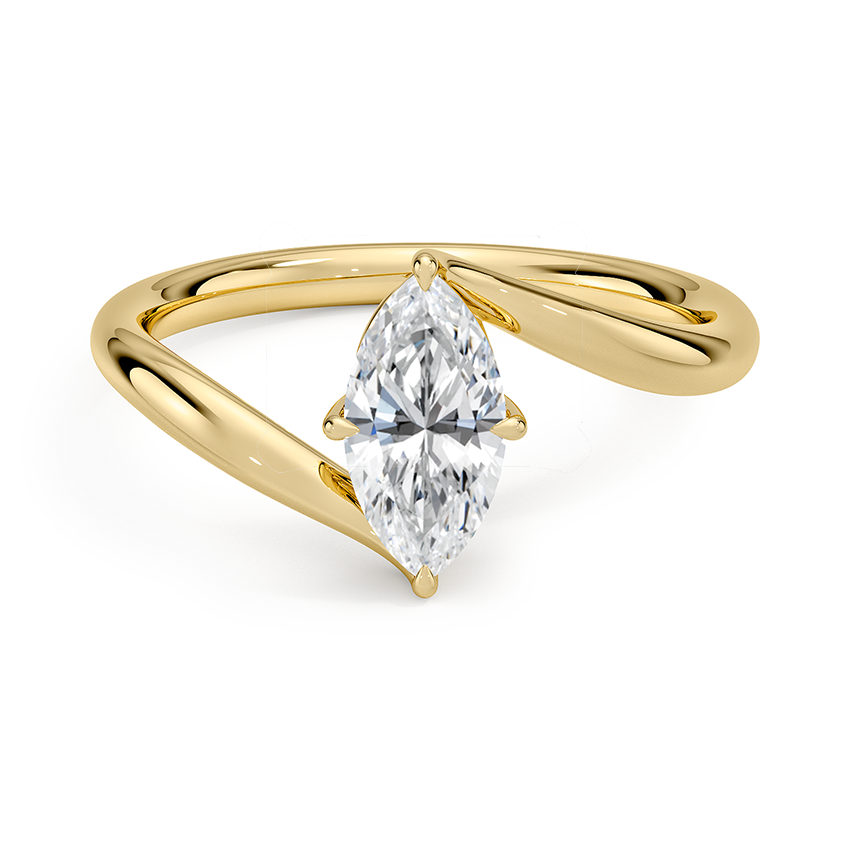 Marquise Cut lab grown diamond Solitaire Ring in 18K Yellow Gold