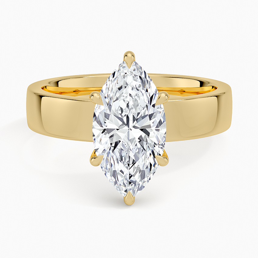 Marquise cut 4mm Solitaire Ring in 18K Yellow Gold