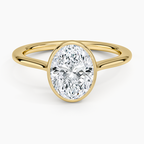 Oval Cut 1.5mm Bezel Ring in 18K Yellow Gold
