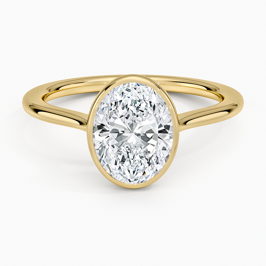 Oval Cut 1.5mm Bezel Ring in 18K Yellow Gold