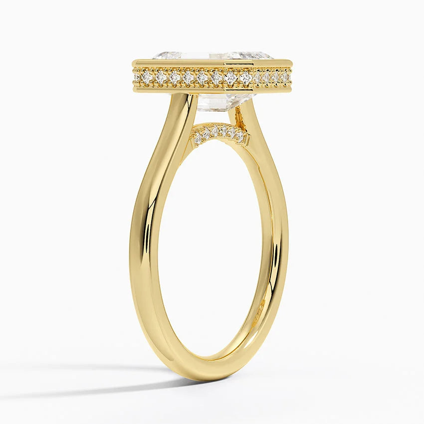2 Carat Center Hidden Halo Diamond Ring in 18K Yellow Gold