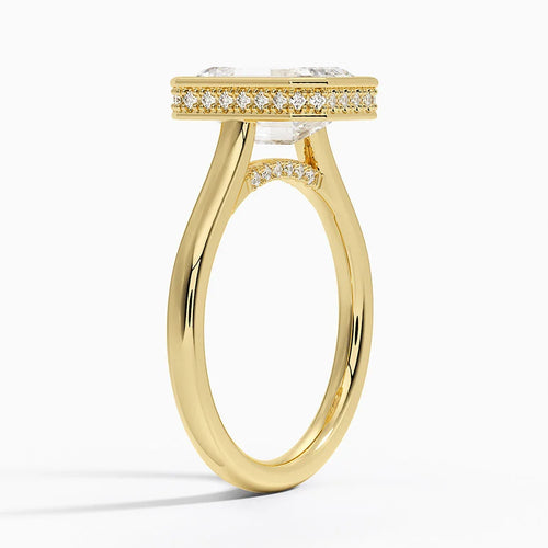 2 Carat Center Hidden Halo Diamond Ring in 18K Yellow Gold
