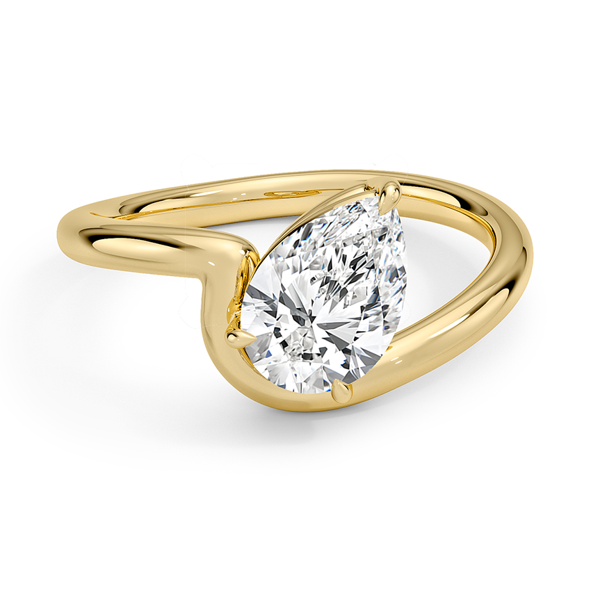 Pear Cut 2 Carat Solitaire Ring in 18K Yellow Gold