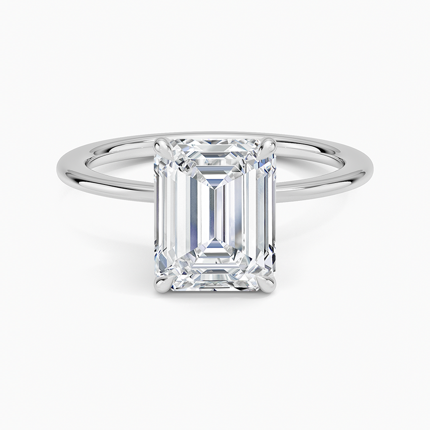 Petite Secret Halo Diamond Ring in Platinum