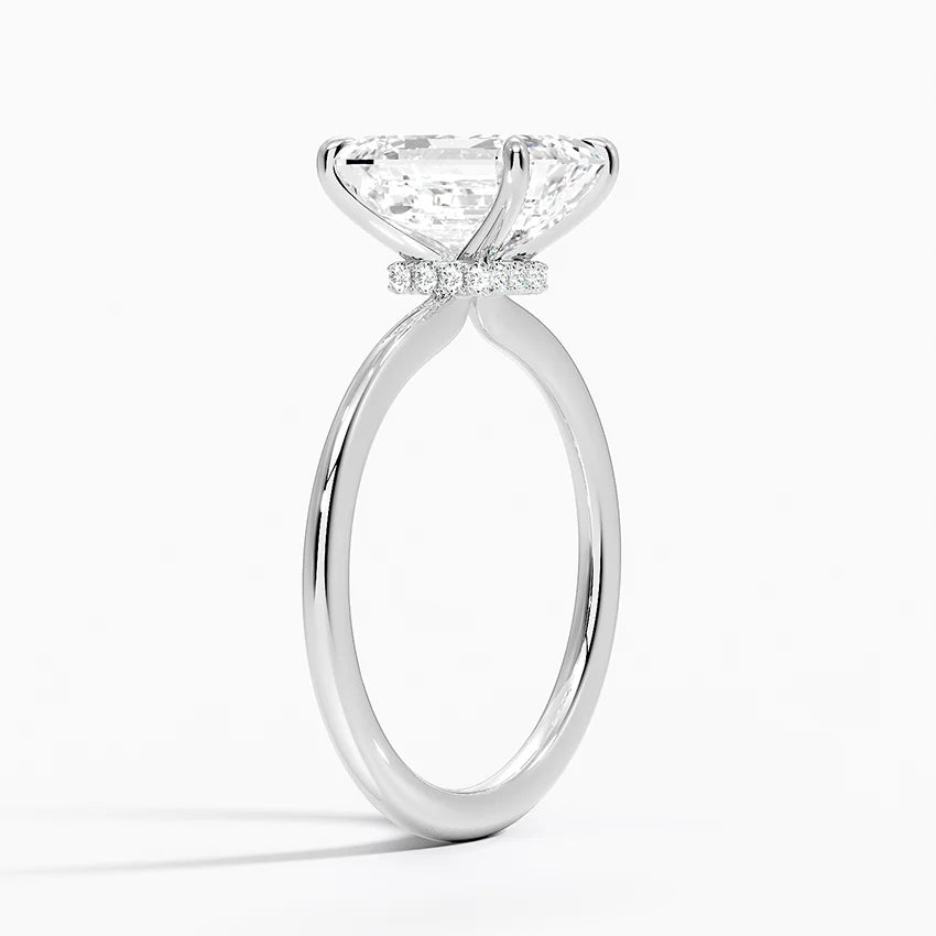 Petite Secret Halo Diamond Ring in Platinum