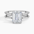 Open Double Band Solitaire Ring in 18K White Gold